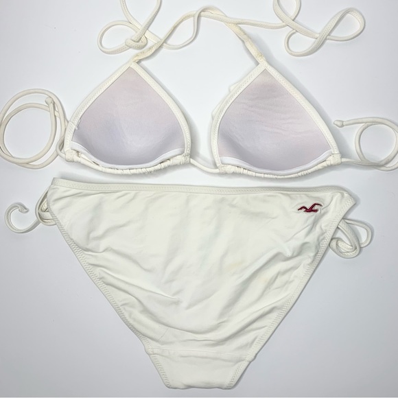 Hollister | White Triangle Bikini Top w/ Matching Bottom - Small - Picture 6 of 7
